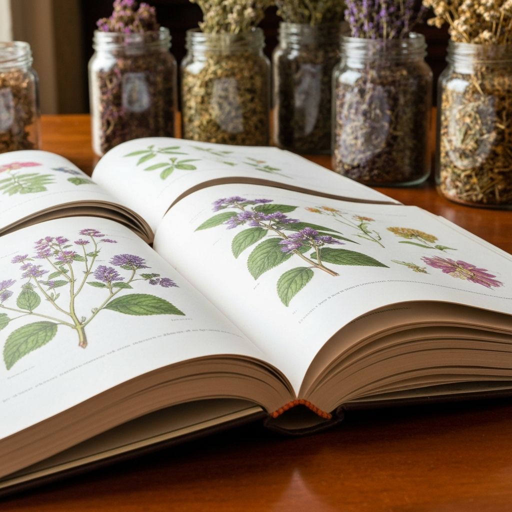 Open books and natural specimens for educational study